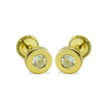 Pendientes donut circonita 4mm. oro 18k