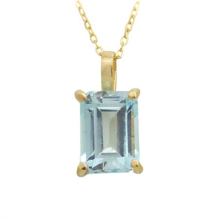Gargantilla con piedra color "sky blue" oro 18k
