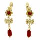 Pendientes arquillo color coral con moña oro 18k