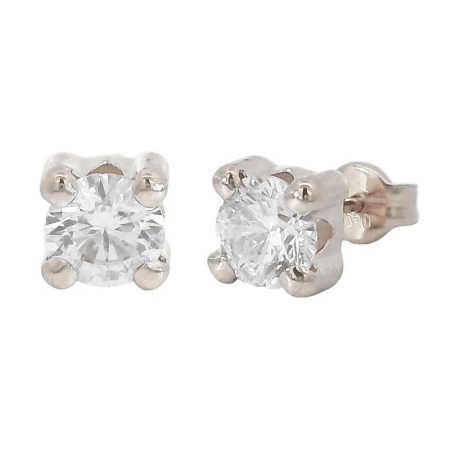 Pendientes garras con circonitas de 5x5mm. oro blanco 18k