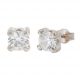 Pendientes garras con circonitas de 5x5mm. oro blanco 18k