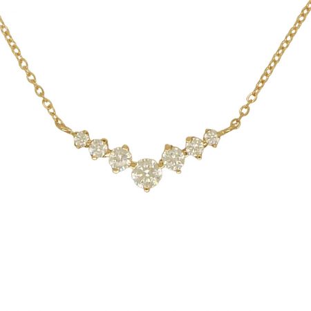 Gargantilla con 7 circonitas y garras brillo oro 18k