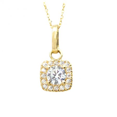 Gargantilla cuajo cuadrado de circonitas oro 18k