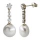 Pendientes chorrera de circonitas y perlas oro blanco 18k
