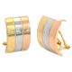 Pendientes tricolor tres bandas en brillo espejo oro 18k