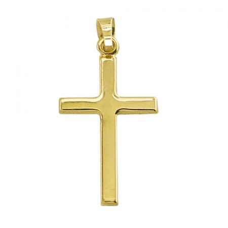 Colgante cruz recta brillo liso oro 18k