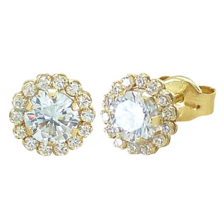 Pendientes cuajo de circonitas oro 18k