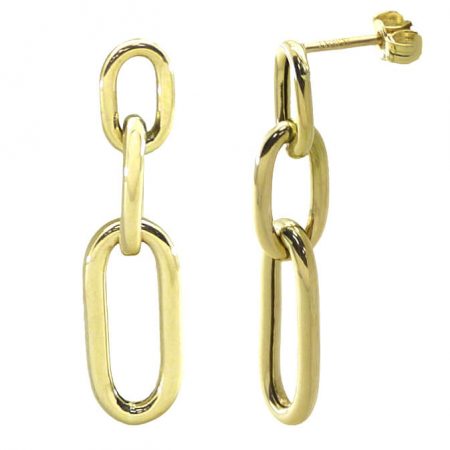 Pendientes largos eslabones 25x6mm. oro 18k