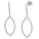Pendientes largos oval circonitas oro blanco 18k
