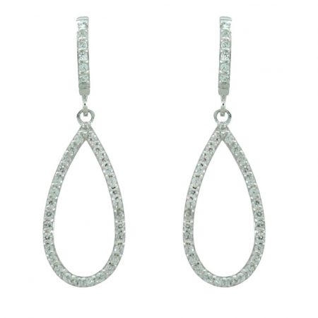 Pendientes largos circonitas oro blanco 18k
