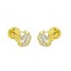 Pendientes forma de flor con circonita 4mm. oro 18k