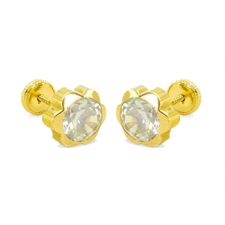Pendientes margaritas con circonitas brillo 5mm. oro 18k