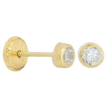Pendientes circonita bocelada brillo 6mm. oro 18k