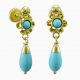 Pendientes arquillo color turquesa 20mm. oro 18k