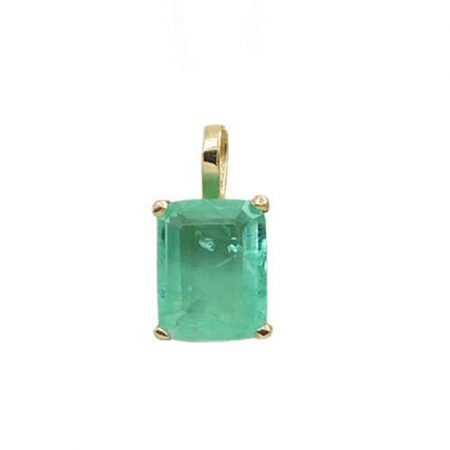 Colgante cuarzo rectangular color esmeralda oro 18k