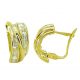 Pendientes 2 bandas circonitas carre brillo oro 18k