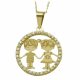 Gargantilla circulo circonitas niño y niña oro 18k