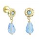 Pendientes arquillo cristal azul oro18k