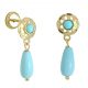 Pendientes arquillo bola color turquesa tallados oro 18k