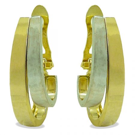 Pendientes bicolor doble aro oro 18k