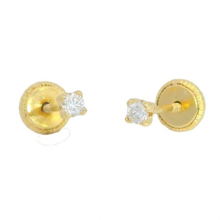 Pendientes 4 garras con diamante oro 18k