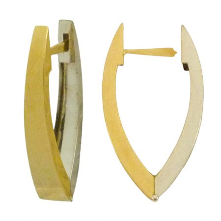 Pendientes aro bicolor reversibles oro 18k
