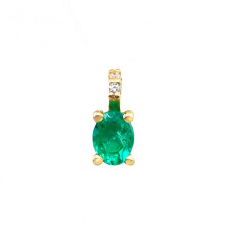Colgante esmeralda oval 3 diamantes oro 18k