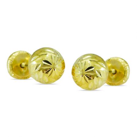 Pendientes bola tallada brillo 6mm. oro 18k