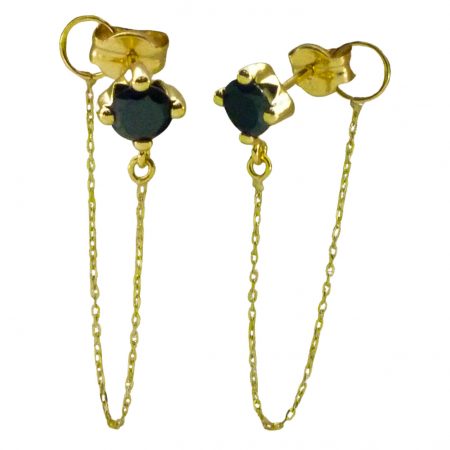 Pendientes cadena circonita negra.