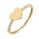 Anillo circonitas corazón liso oro 18k