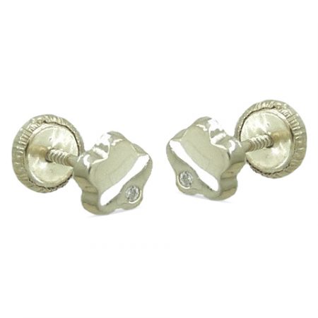 Pendientes flor con circonita oro blanco 18k