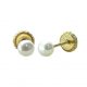 Pendientes perla natural blanca 3/3,5mm. oro 18k