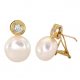 Pendientes chatón 7'5mm perla botón 12mm. oro 18k