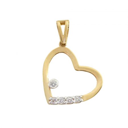 Colgante corazón brillo circonitas oro 18k