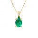 Gargantilla esmeralda oval 3 diamantes oro 18k