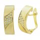 Pendiente medio aro mate piedras oro 18k