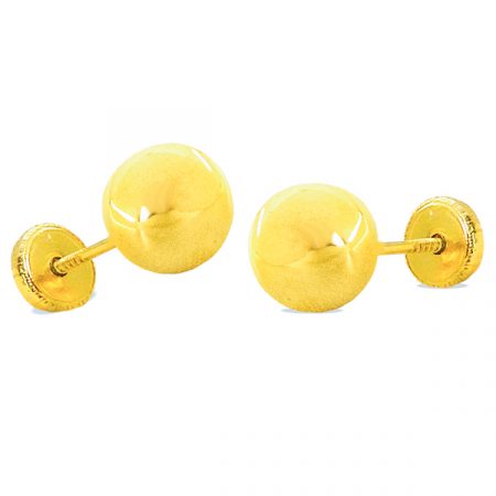 Pendientes bola lisa brillo 5mm. oro 18k