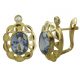 Pendientes cubana piedra color aguamarina oro 18k