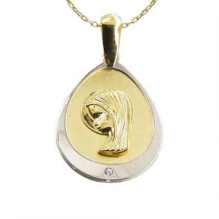 Gargantilla medalla comunión matizada oval 17mm. oro 18k