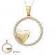 Gargantilla círculo con circonitas corazón oro 18k