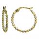 Pendientes aros bolas tricolor oro 18k