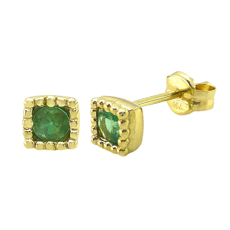 Pendientes esmeralda cuadrado 4'5mm. oro 18k