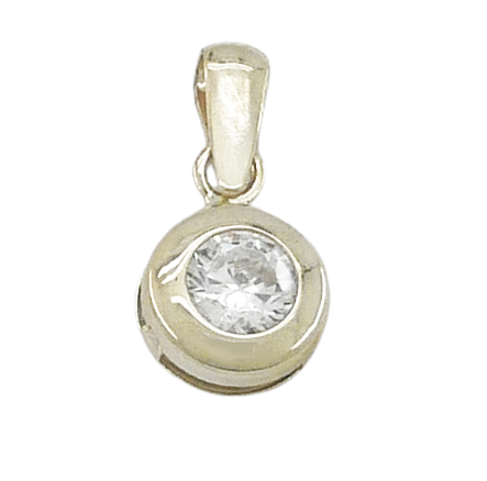 Colgante chatón con circonita oro blanco 18k