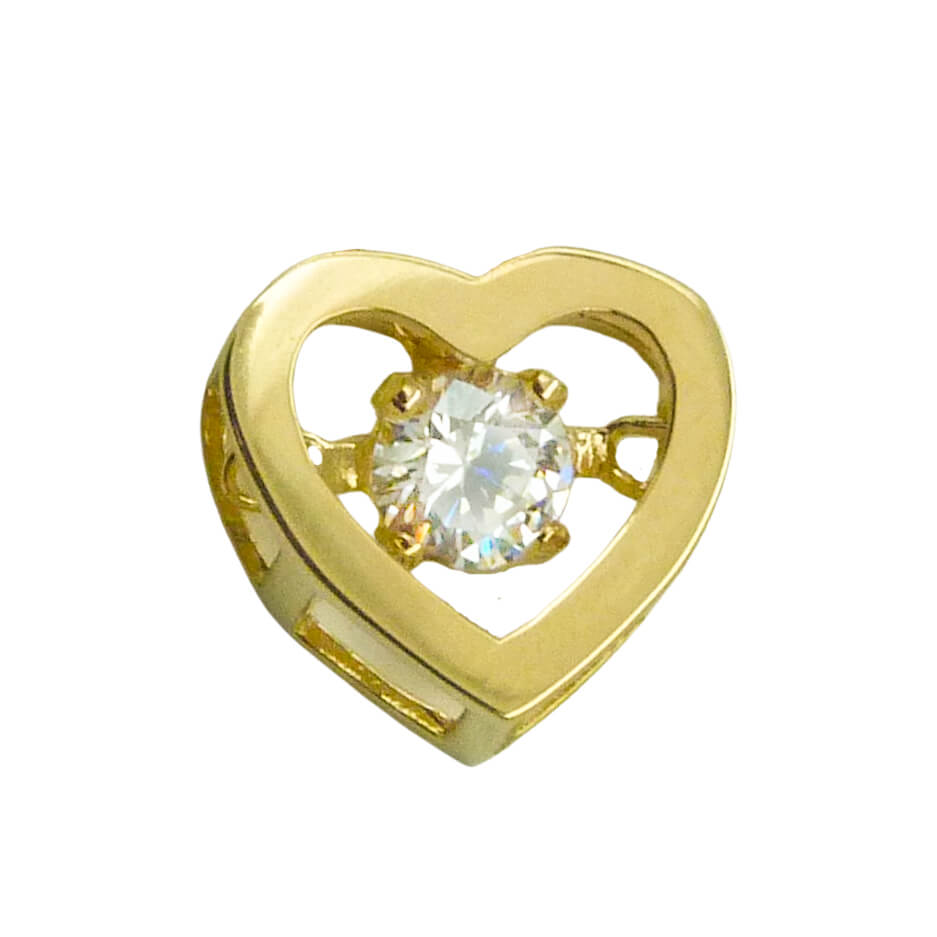 colgante corazón piedra movible oro 18k