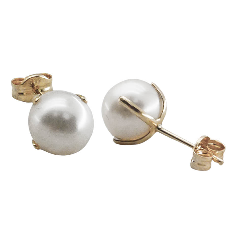 Pendientes perlas de 7/7'5mm. garras oro blanco 18k