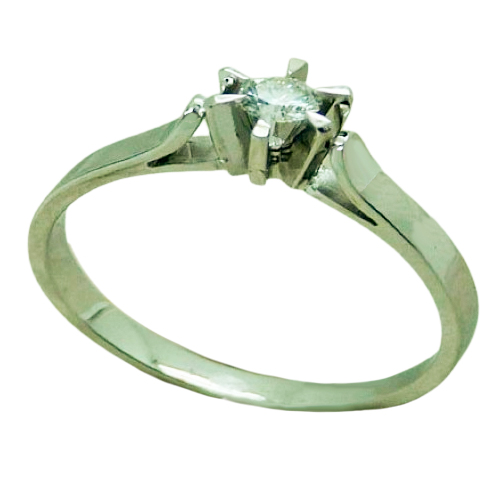 Anillo solitario 6 garras con diamante oro blanco 18k