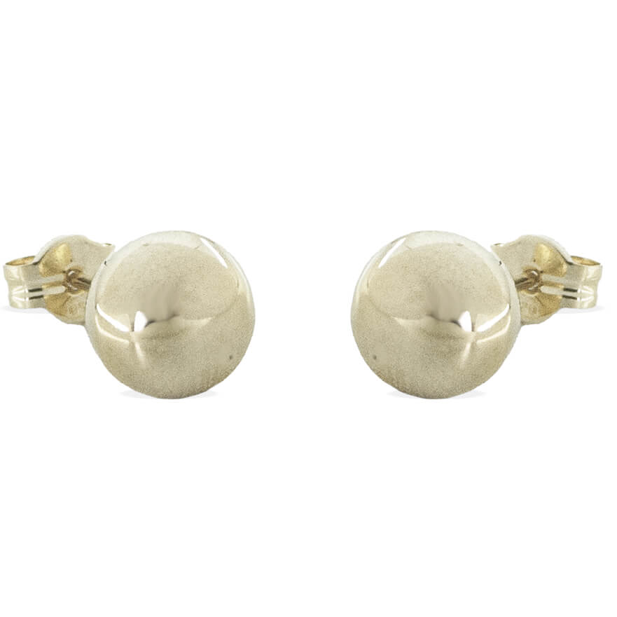 Pendientes bola lisa brillo espejo 7mm. oro blanco 18k