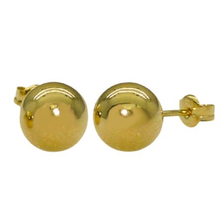 Pendientes bola lisa brillo espejo 7mm oro 18k