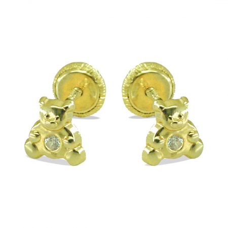 Pendientes oso circonitas oro 18k
