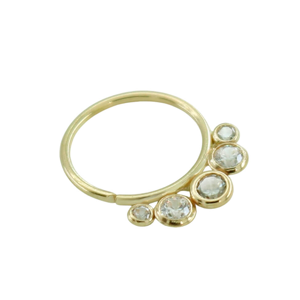 Piercing oreja y septum de nariz aro de 10x1mm y chatones oro 18k
